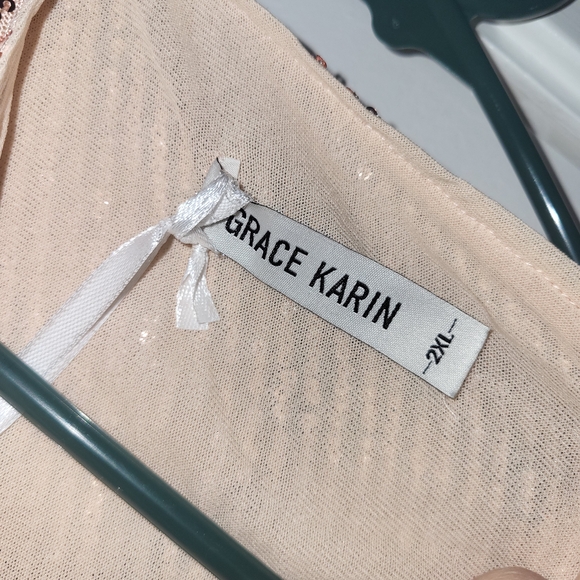 Grace Karin One Shoulder Pink Sequin Dress - Picture 4 of 5